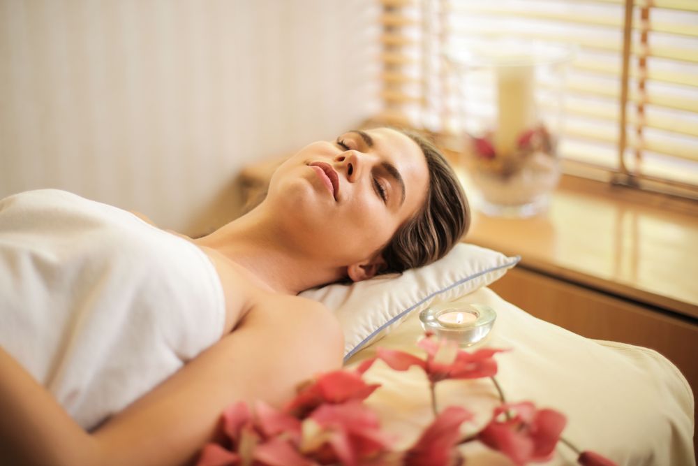 Relaxation with flower petals